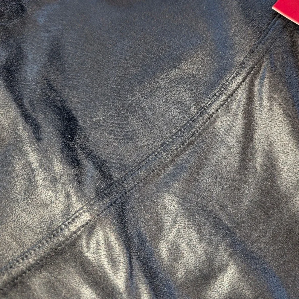 Spanx Faux Leather Leggings Black High Waisted Slimming Chic Womens XL 2437Q NEW